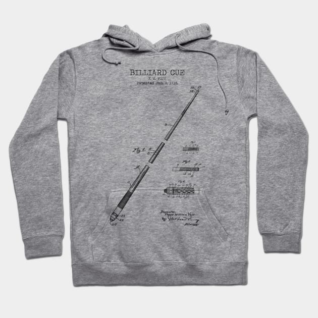 BILLIARD CUE patent Hoodie by Dennson Creative